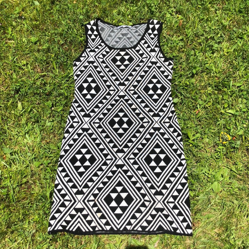 Cute Geometric Mini Sweater Dress
